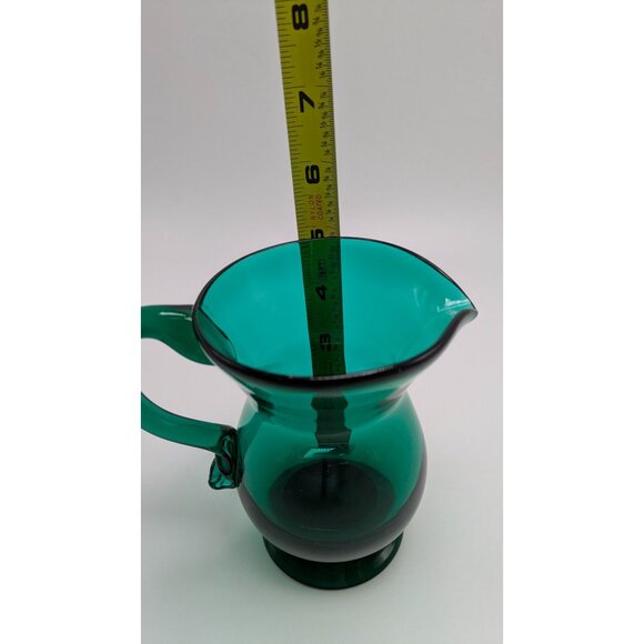 Metropolitan Museum Art Erickson Glass Saratoga Green Creamer Pitcher Vintage - Picture 2 of 9